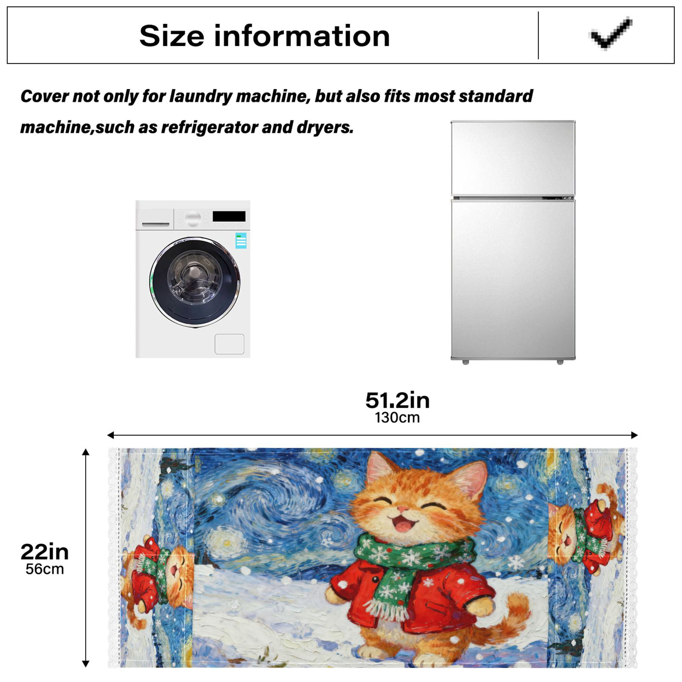 Wobogo Starry Snow Cat Washing Machine Cover Dustproof Washer Dryer Cover Waterproof Laundry Room Decorative Protector