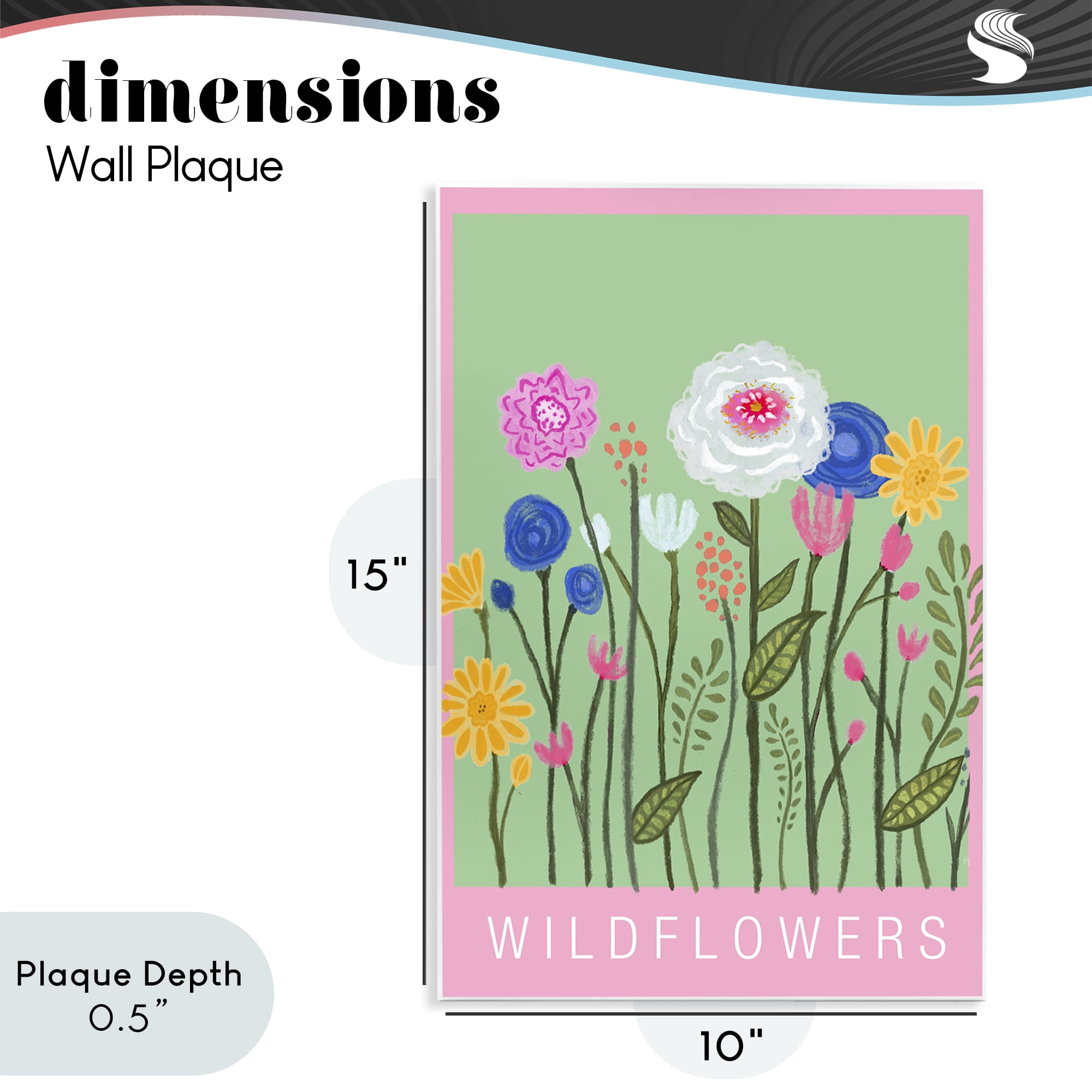 Stupell Industries Wild Flowers with Pink Border Wall Plaque Art, design by Elizabeth Medley
