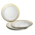 thumbnail image 2 of OCCASIONS 240 Pieces Pack,(120 Guests) Heavyweight Premium Wedding Party Disposable Plastic Plates Set -120 x 10.5'' Dinner + 120 x 7.5'' Salad / Dessert plates (Sundance White & Gold Rim), 2 of 3
