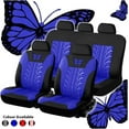 thumbnail image 3 of 9pcs Car Seat Cover Set Butterfly-Pattern Universal Car Seat Cover Full Set Auto Seat Cover Car Styling Interior Accessories(Red 9pcs), 3 of 8