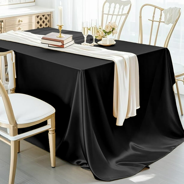 Decoración del hogar, mantel de satén sin costuras, rectangular, sedoso, suave, de tela, ideal para decoración de mesas, restaurantes, bodas, banquetes, fiestas y eventos. Mantel de poliéster.