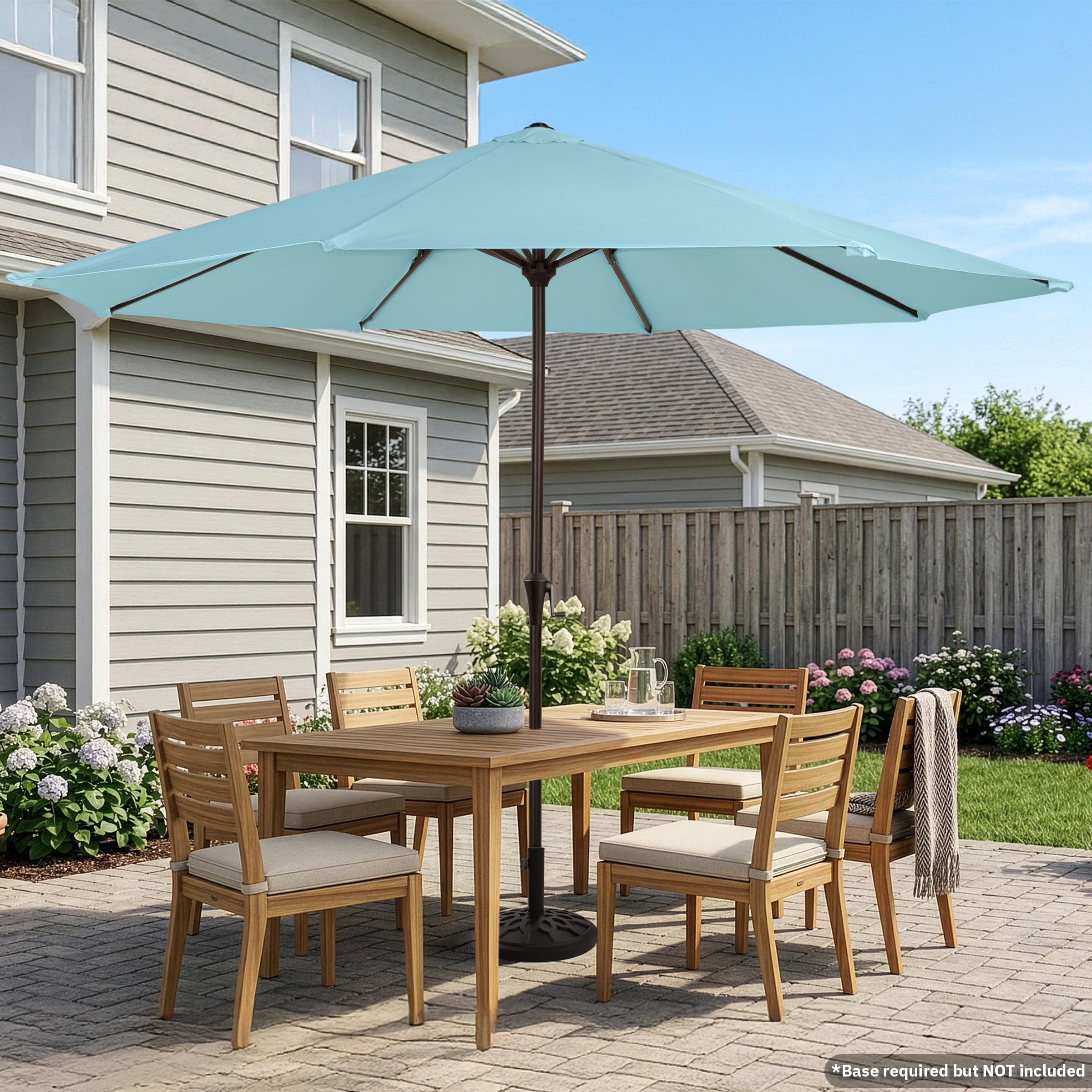 Pure Garden 9FT Outdoor Vented Patio Umbrella with Easy Crank (Blue)