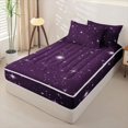 thumbnail image 2 of Manfei Dreamy Stars Zipper Twin Comforter Sets with Fitted Sheet and 2 Pillowcases,Sprinkle Print Zipper Bedding Set,Purple White,Black Reversible,4pcs, 2 of 8