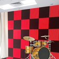 thumbnail image 3 of 2 uds rojo/negro absorbe eco espuma acústica Panel cuña estudio insonorización azulejos de pared, 3 of 5