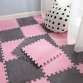 thumbnail image 4 of Warm and Soft Plush Carpet with Interlocking Eva Foam Puzzle Pieces for Children's Play Area Rugs Rug Bedroom Bedrooom Foot Mat (Gray,20pcs), 4 of 7