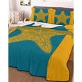 thumbnail image 2 of Quilts Twin Size, Orange Yellow Blue Starfish Soft Comforter Bedding Set for Bed, Summer Beach Coastal Modern Lightweight Quilted Bedspread with Pillow Cover(2 Pieces) for All Season, 68x86 Inch, 2 of 6