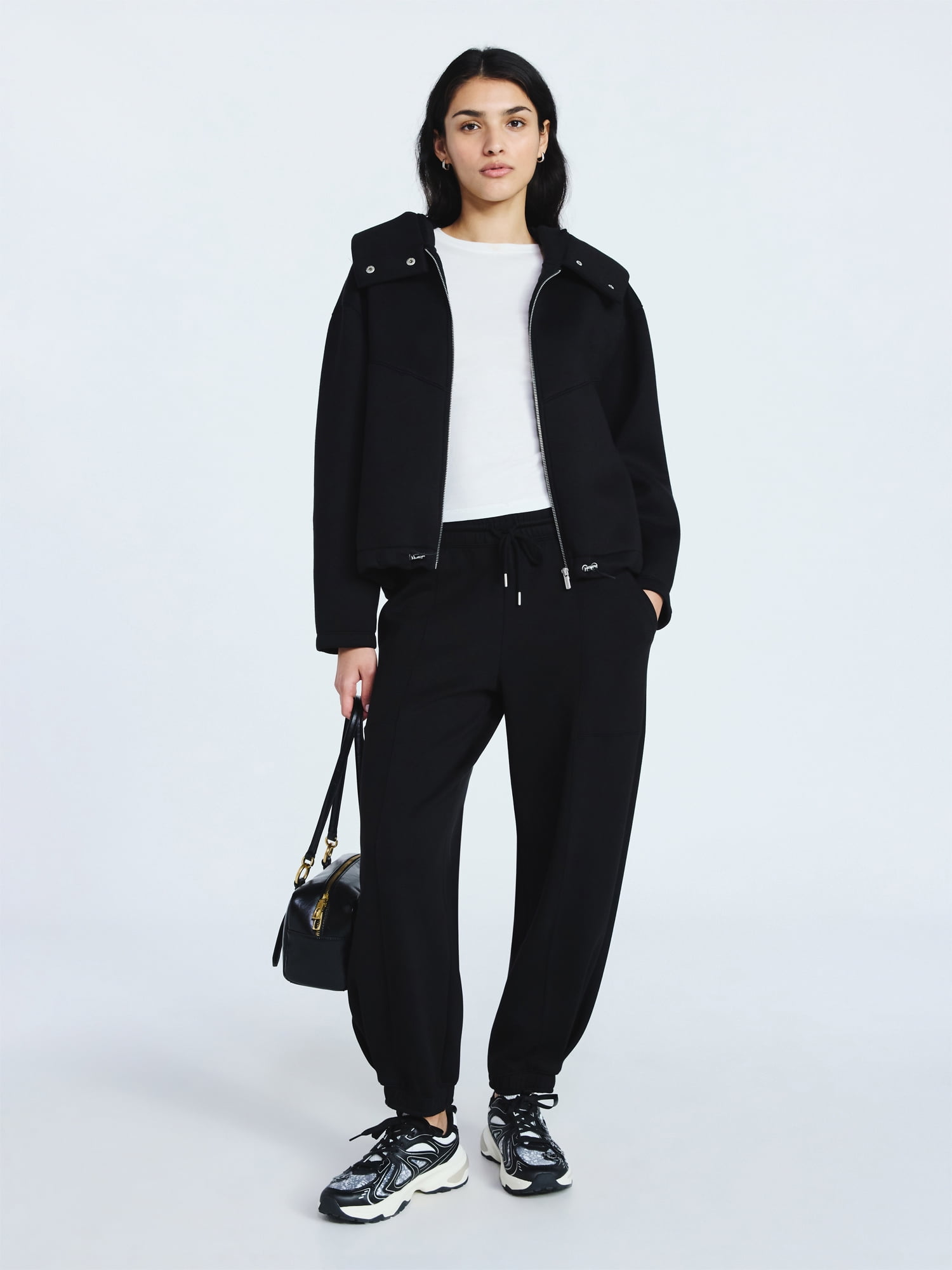 Scoop Women's and Women's Plus Neoprene Fleece Oversized Jacket with Hood, Sizes XS-4X