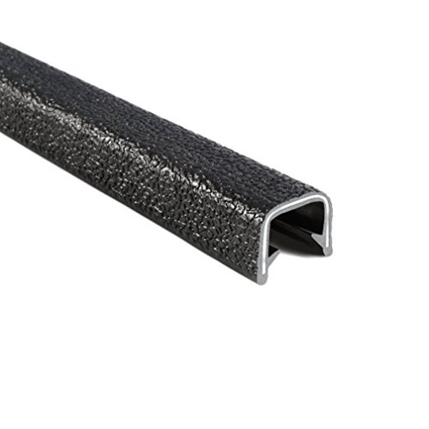 TrimLok Edge Trim Fits 1/2? Edge, 9/32? Leg Length, 25? Length, Black, Pebble Texture