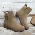 thumbnail image 4 of vokkrv Women's Ankle Boots Low Heel Casual Boot Round Toe Zipper Booties for Women Khaki 7.5, 4 of 7