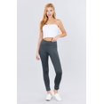 thumbnail image 2 of Saronite Basic High Waisted Full Length Ponte Pants, Charcoal (Women's), 2 of 4