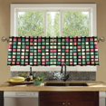 thumbnail image 4 of Yayeee Kitchen Curtains Tier Set of 2 Light Filtering 57"x24" Over Sink Window Panels, Green Block Pattern, 4 of 7