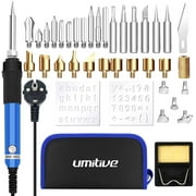 37 PCS Wood Burning Kit, Pyrography Pen Soldering Iron Wood Tool and Creative Tool DIY Various Wooden Kits Carving/Embossing/Soldering Tips/Carrying Case