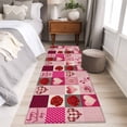 thumbnail image 5 of Valentine's Day Washable Area Rug 2 x 6 ft Vintage Red Pink Roses Floral Love Heart Plaid, Soft Non Slip Rugs Stain Repellent Indoor Felt Carpet for Living Dining Room Bedroom Home Office, 5 of 9
