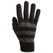 Freehands 2215C Striped Wool Knit Texting Gloves - Black & Charcoal