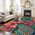 thumbnail image 2 of Colorful Abstract Floral Area Rugs 6'x9', Washable Small Throw Rugs for Kitchen Dining room, Farmhouse Vintage Flowers Boho Indoor Outdoor Rug Non-Slip Low Pile Carpet Runner Reversible Floor Mats, 2 of 8