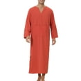 thumbnail image 2 of Lars Amadeus Nightgown for Men's Loose Fit Pajamas Long Sleeves V Neck Comfy Nightshirts, 2 of 4