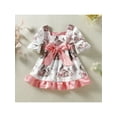 thumbnail image 3 of aturustex Toddler Baby Girl Easter Princess Dress 9M 12M 18M 24M 3T 4T Short Sleeve Square Neck Bunny Print Ruffle Bownet Belt Party Dresses, 3 of 9