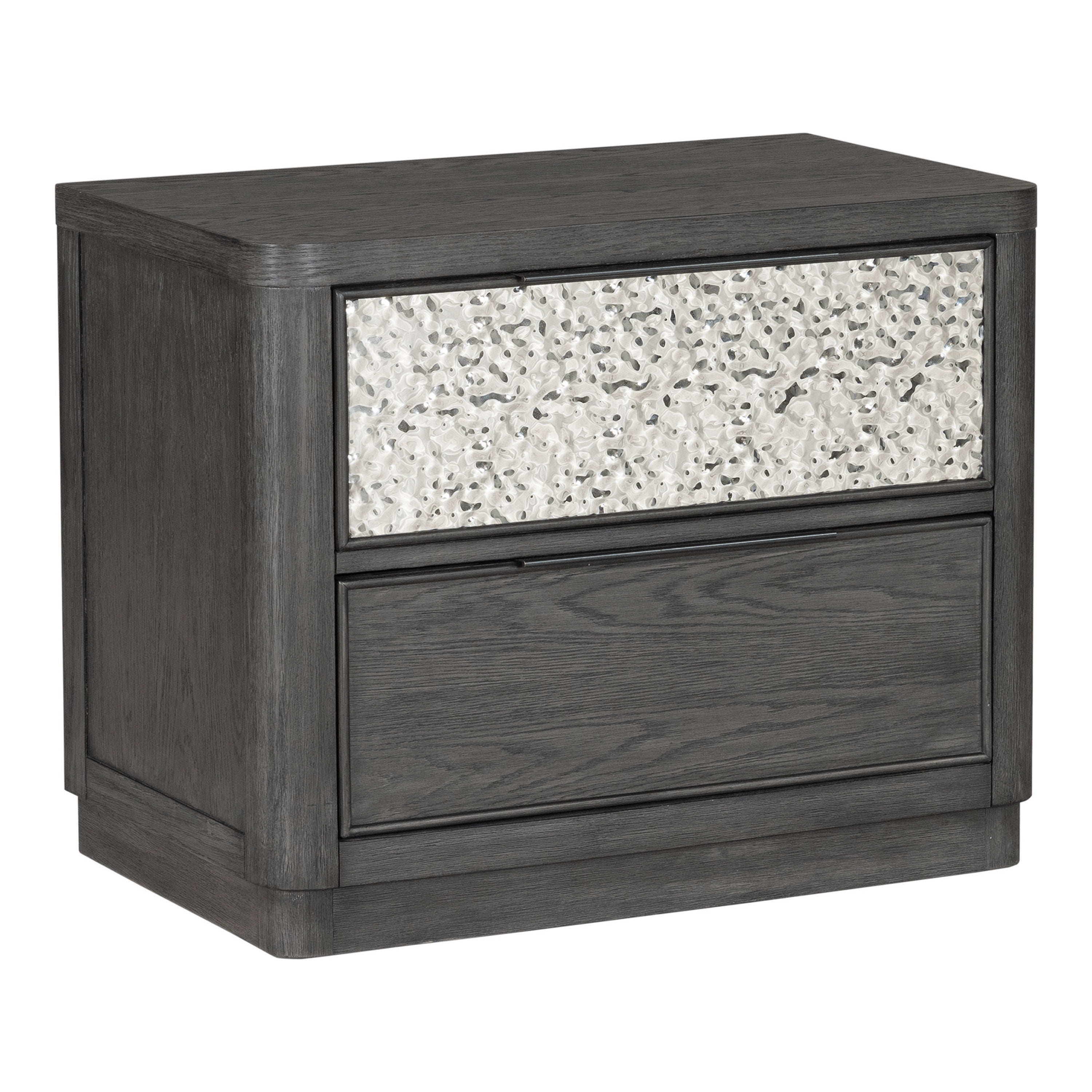 Furniture of America Cheri Solid Wood 2-Drawer Adult Nightstand with USB Port, Ash Gray