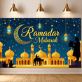 thumbnail image 6 of Ramadan Themed Decorative Backdrop Banner with Crescent Moon Lanterns and Mosque Silhouettes Ramadan Mubarak Party Decorations Photography Props Muslim Celebration Event Background Decors, 6 of 7