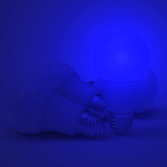 AmeriLuck 4-Pack Deep Cobalt Blue Light Color A19 LED Bulbs for Porch and Bedroom, 7W (60W Equivalent), E26 Medium Base, Waterproof for Outdoor Use