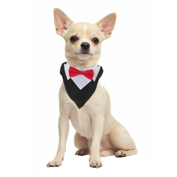 Esmoquin para Perros Unique Bargains, Collar de Perro, Atuendo de Boda Formal para Perros, Bandana de Perro con Corbata de Moño y Hebilla Ajustable para Perros Medianos Negro Rojo