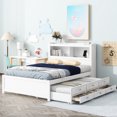 thumbnail image 2 of White Full Bed with Trundle, USB Plugs and Under - Bed Drawers - Stylish Bedroom Piece with Ample Storage Space, 2 of 2