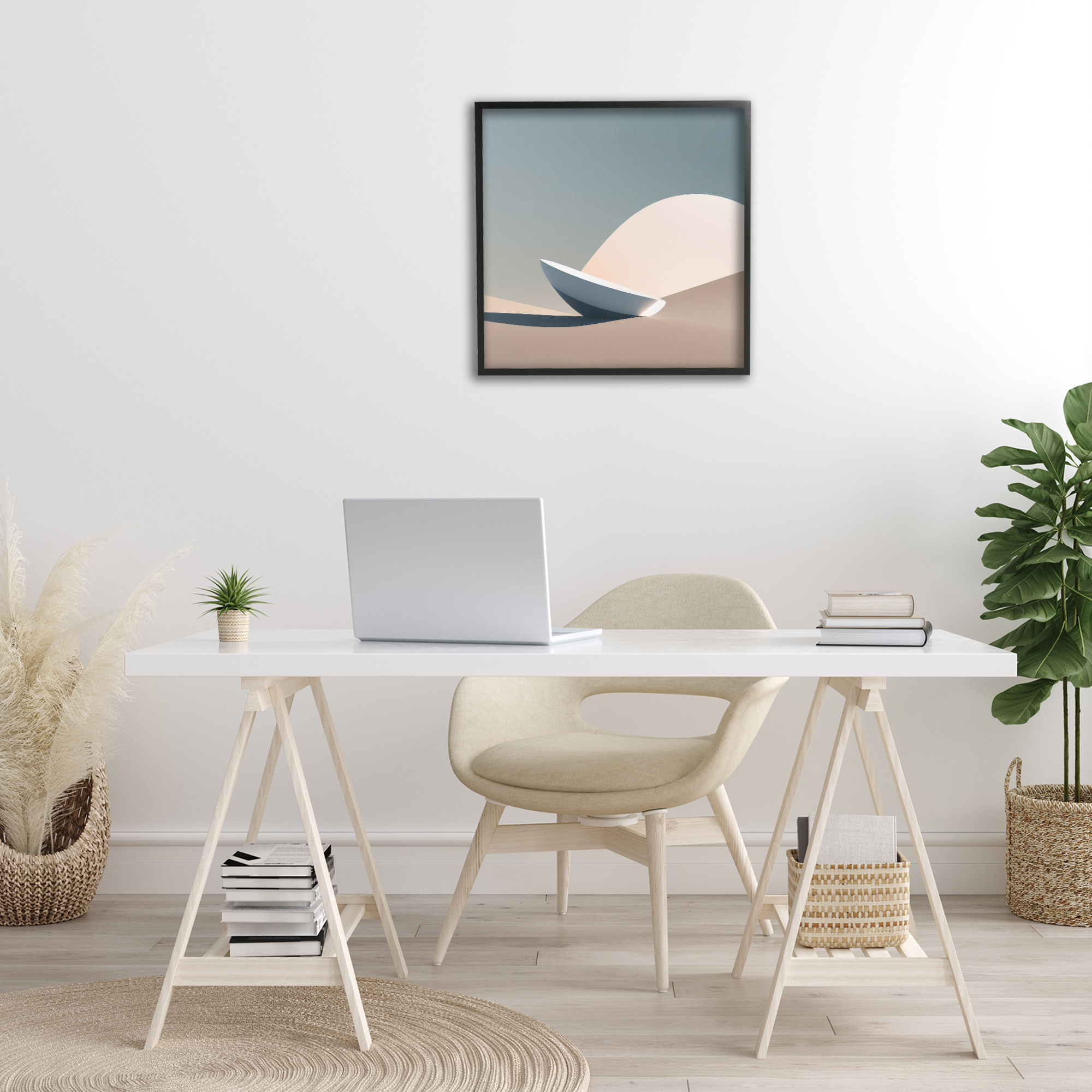 Stupell Industries Buried Space Capsule Landscape Painting Black Framed Art Print Wall Art, 24 x 24