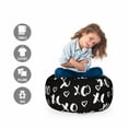 thumbnail image 2 of Abstract Storage Toy Bag Chair, Internet Abbreviation Conceptual Theme Xoxo Brush Stroked Lettering and Hearts, Stuffed Animal Organizer Washable Bag, Large Size, Black White, by Ambesonne, 2 of 3