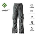 thumbnail image 3 of MELDVDIB Mens Cargo Pants Baggy Drawstring Waist Wide Leg Pant Fashion Casual Solid Color Work Trousers with Pockets Gray XL, 3 of 5