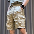 thumbnail image 6 of zeranth Men Cargo Shorts Elastic Waist Adjustable Drawstring Casual Shorts with Reinforced Pockets Solid Color Straight Leg Beach Shorts, 6 of 7