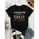 thumbnail image 2 of Women's Casual Short Sleeve Round Neck T-Shirt With 'I Love My Job For All The Reasons' Graphic PrinCamisetas para mujer, lindas camisetas con estampado gráfico, de manga corta, estilo casual, para ve, 2 of 8
