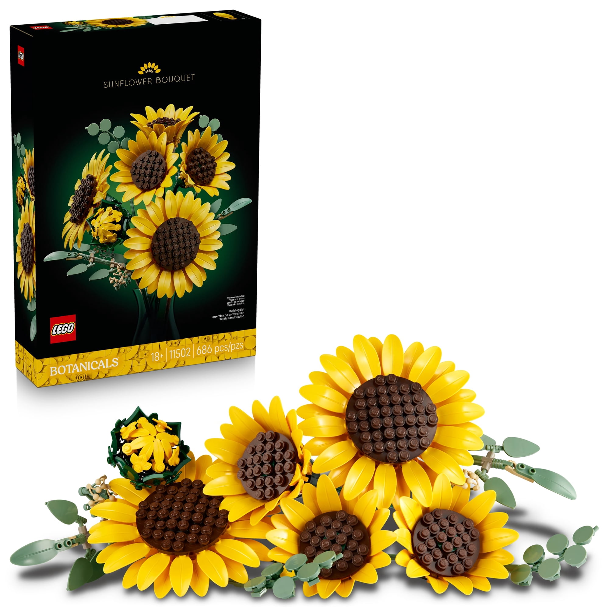 LEGO Botanicals Sunflower Bouquet Building Set for Adults, Ages 18+ - Artificial Flowers for Home Decor, Bedroom or Desk - 11502