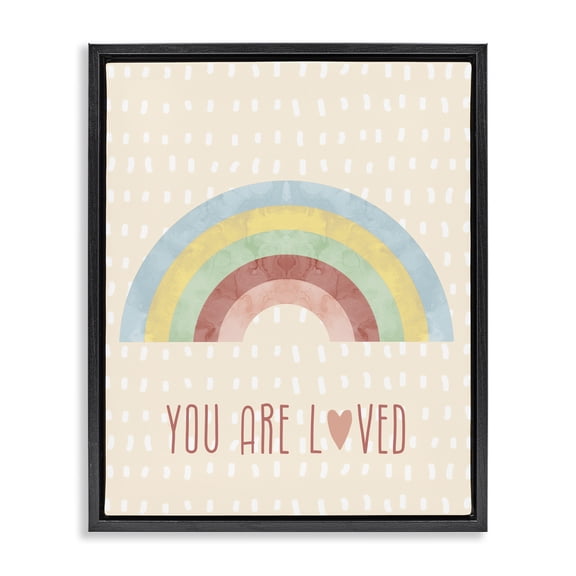 Stupell Industries Eclectic Loved Rainbow on Yellow Black Floating Frame Canvas Art, 17 x 21, by Lil' Rue