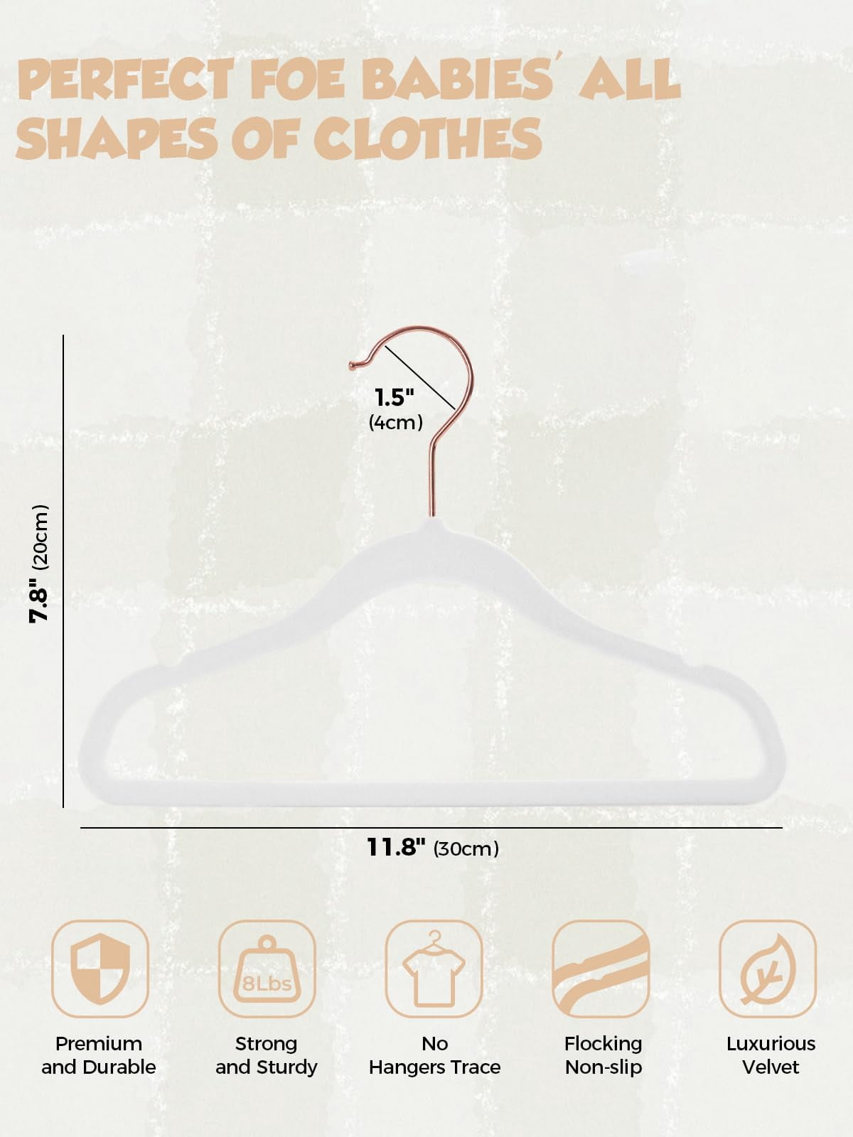 White 11 inch-50P Felt Non-Slip Clothes Hangers for Closet Storage