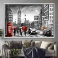 thumbnail image 2 of Cityscape Canvas, Modern Art Canvas, Abstract Art Canvas, Umbrella Art, Red Art Canvas, Big Ben Canvas Art, Landscape Art, Canvas Wall Decor - Natural Framed, 2 of 9