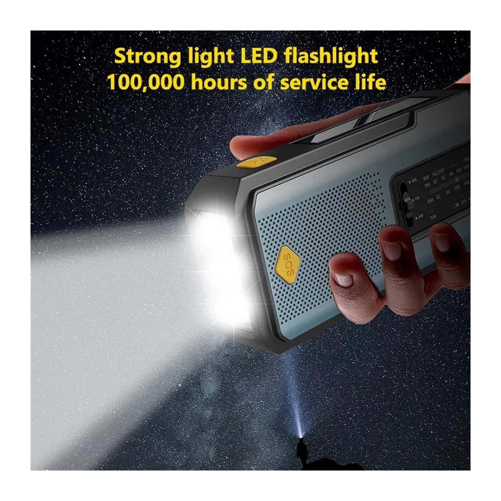 Multifunctional Radio Hand Crank Solar USB Charging FM AM WB 2000mAh Weather Radio Emergency LED Flashlight Torch Power Bank