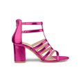 thumbnail image 3 of BLISSFUL STEP Women's Shoes Strappy Roman Block Heel Sandals Hot Pink 7.5, 3 of 8
