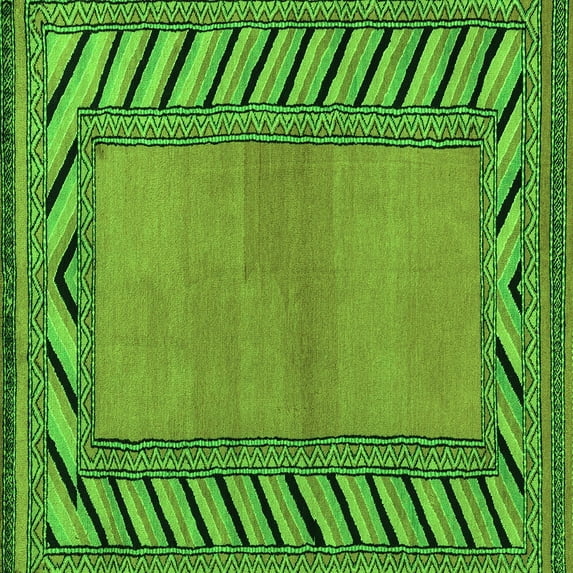 Ahgly Company Indoor Square Southwestern Green Country Area Rugs, 5' Square