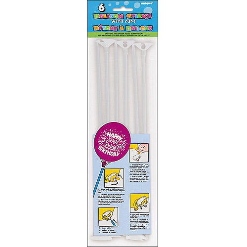 12 plastic balloon sticks 24" and cups white sticks and clear cups 