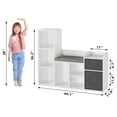 thumbnail image 2 of M optimized Kids Bookshelf Toy Storage Organizer with Reading Nook White Bookcase Seat Cushion Wooden 6-Cubby Storage Bench 2 Drawers Cabinet Shelf for Kids Room, Playroom, Nursery, 2 of 8