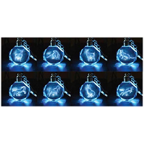 Harry Potter Patronus Collectible Key Chain Mystery Blind Box - Receive 1 of 8 Crystal Patronus Key Rings with LED Blue Light - Collect All 8 - Series 1