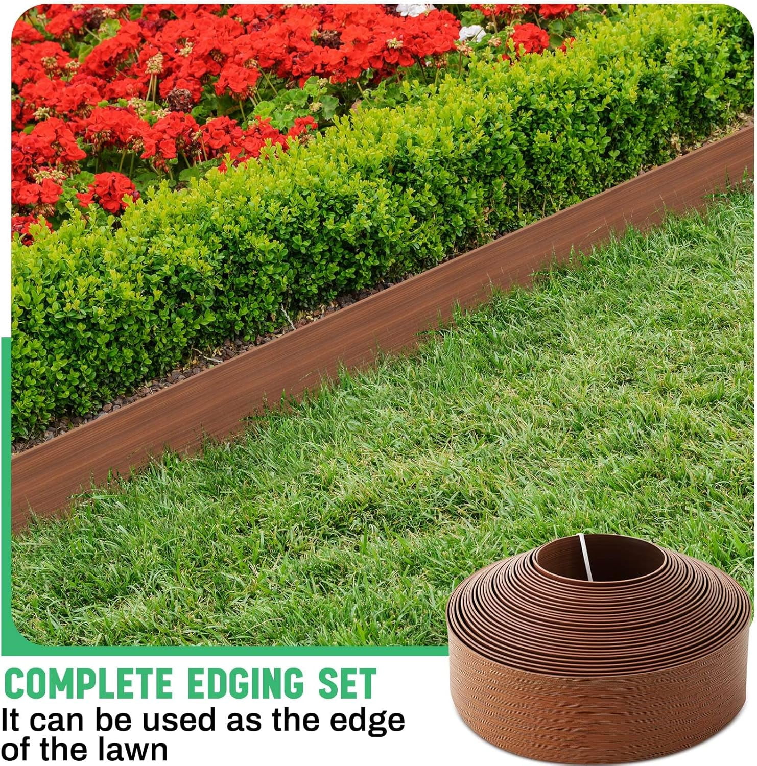 33 FT Landscape Edging 4 Inch Tall Garden Border with 30 Anchoring Spikes for Yard Lawn Flower Beds
