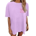 thumbnail image 6 of DHFJKG Short Sleeve Shirts For Women Oversized Bow Print Graphic Tee Crewneck Vintage Tshirts Casual Baggy Streetwear Trendy Tops, 6 of 8