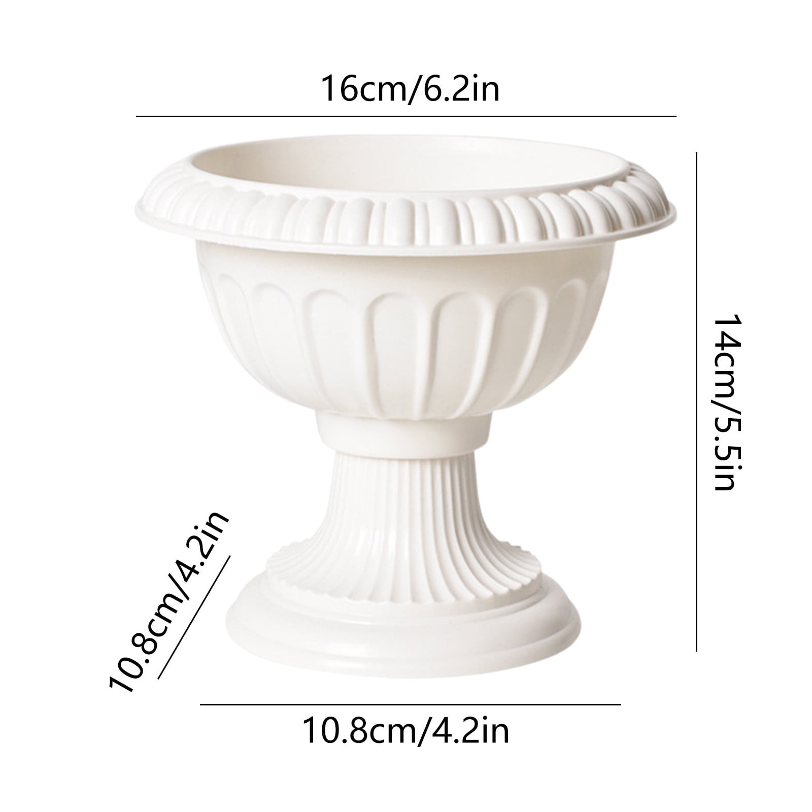 Plastic Flower Pot Roman Style er for Artificial Flowers Fake Home Decor Gardening Container White Decorative Pot for Indoor Outdoor Use 6.2x6.2x5.5 Inch