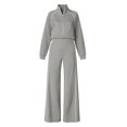thumbnail image 4 of Women's Lounge Sets, Mock Neck Half Zip Sweatsuits,Casual Long Sleeve Jumpsuit Romper,Wide Leg Sweatpants,Soft Comfy,Fashion Clothing,Oversized Tracksuit,Airport Travel Outfit with Pockets Grey, 4 of 4
