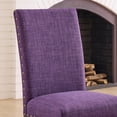 thumbnail image 3 of Roundhill Furniture Biony Espresso Wood Dining Set with 4 Fabric Nailhead Chairs, Purple, 3 of 11