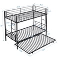 thumbnail image 5 of Twin over Twin Bunk Bed with Trundle, SYNGAR Heavy Duty Metal Bed Frame with Safety Rail Side Ladders for Dormitory Bedroom,No Box Spring Needed, Black, 5 of 11