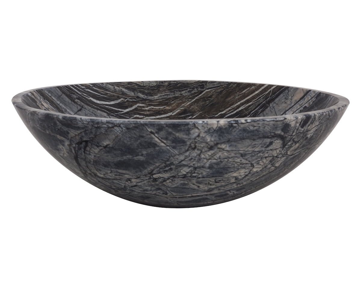 Miseno MNO-ML-PC Circular 17" Marble Vessel Bathroom Sink; Polished Chrome Drain