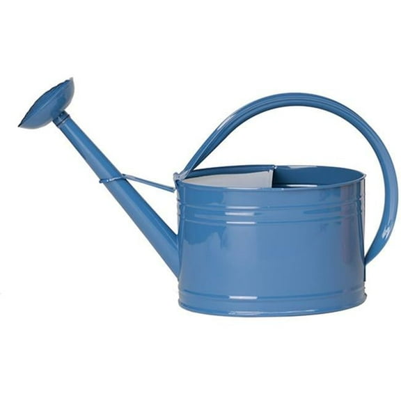 HIT 8584E B 2.5 gal Enameled Galvanized Steel Watering Can with Removable Rosette, Blue