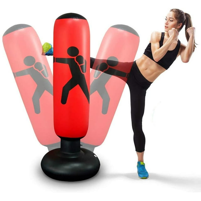 Saco de boxeo inflable Saco de boxeo de pie de 160 cm para niños adultos Sacos de boxeo de pie Equipo de entrenamiento para practicar Taekwondo, Karate ... Adepaton LKX-1662-2